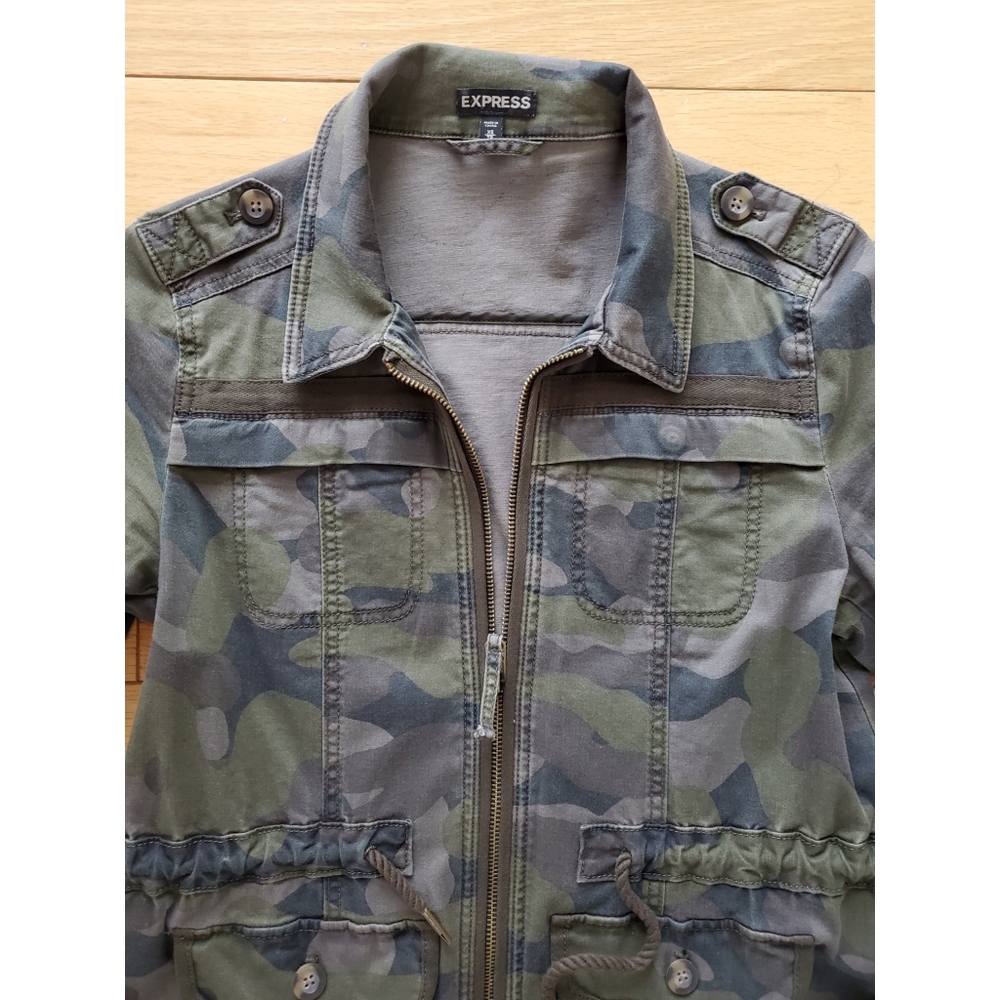 Express Drawstring Camouflage Twill Utility Jacket - image 3